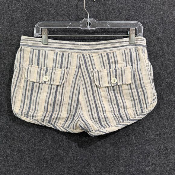 Free People Shorts Women's 2 Ivory Blue Striped Summer Beach Mini - Picture 6 of 9